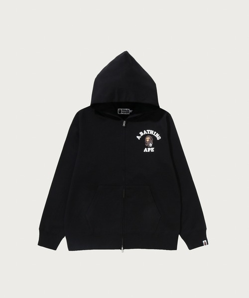 アベイシングエイプブラックパーカー BAPE ONLINE COLLEGE ONE POINT ZIP HOODIE BAPEC（パーカー）｜A