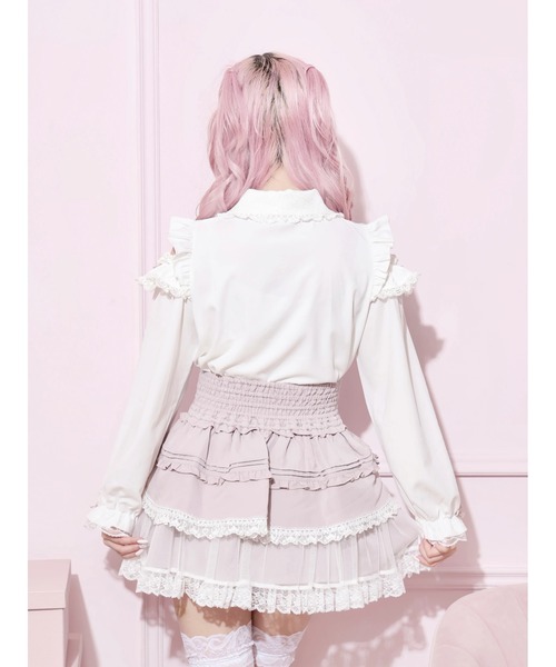 NOEMIE（ノエミー）の「ダブルリボンスピンドルチュールティアードスカパン（スカート・レディース・オフホワイト/ブラック/サックスブルー/ピンク・M/S）」の8枚目の写真