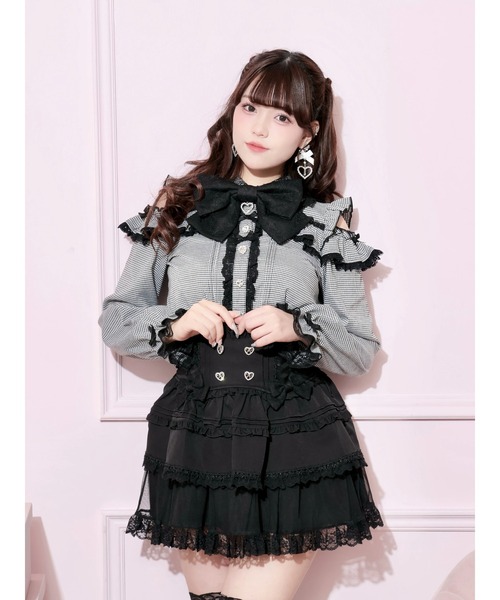 NOEMIE（ノエミー）の「ダブルリボンスピンドルチュールティアードスカパン（スカート・レディース・オフホワイト/ブラック/サックスブルー/ピンク・M/S）」の14枚目の写真