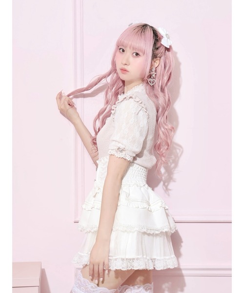 NOEMIE（ノエミー）の「ダブルリボンスピンドルチュールティアードスカパン（スカート・レディース・オフホワイト/ブラック/サックスブルー/ピンク・M/S）」の19枚目の写真