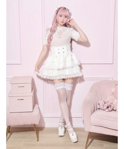 NOEMIE（ノエミー）の「ダブルリボンスピンドルチュールティアードスカパン（スカート・レディース・オフホワイト/ブラック/サックスブルー/ピンク・M/S）」の21枚目の写真
