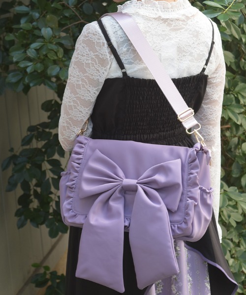 axes femme(アクシーズファム)の「撥水ナイロンリボンショルダー(ショルダーバッグ・レディース・キナリ/ブラック/ラベンダー・FREE)」の11枚目の写真