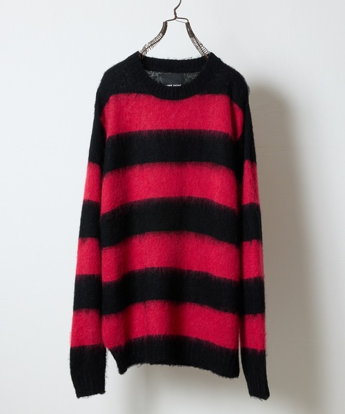 NUMBER (N)INE(ナンバーナイン)の「MOHAIR MIX KNIT WIDE STRIPED CREWNECK SWEATER / ウールモヘヤ ミックス ニット ワイドボーダー クルーネック セーター(ニット/セーター・メンズ・ネイビー系/ブラック×ホワイト/ブラック×パープル/ブラック×レッド/ブラック×グリーン・2/3/4)」の8枚目の写真