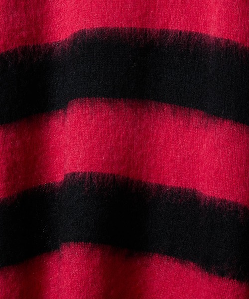 NUMBER (N)INE(ナンバーナイン)の「MOHAIR MIX KNIT WIDE STRIPED CREWNECK SWEATER / ウールモヘヤ ミックス ニット ワイドボーダー クルーネック セーター(ニット/セーター・メンズ・ネイビー系/ブラック×ホワイト/ブラック×パープル/ブラック×レッド/ブラック×グリーン・2/3/4)」の11枚目の写真