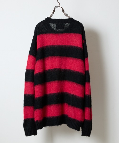 NUMBER (N)INE(ナンバーナイン)の「MOHAIR MIX KNIT WIDE STRIPED CREWNECK SWEATER / ウールモヘヤ ミックス ニット ワイドボーダー クルーネック セーター(ニット/セーター・メンズ・ネイビー系/ブラック×ホワイト/ブラック×パープル/ブラック×レッド/ブラック×グリーン・2/3/4)」の12枚目の写真