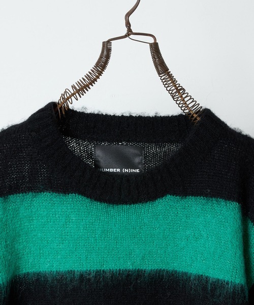 NUMBER (N)INE(ナンバーナイン)の「MOHAIR MIX KNIT WIDE STRIPED CREWNECK SWEATER / ウールモヘヤ ミックス ニット ワイドボーダー クルーネック セーター(ニット/セーター・メンズ・ネイビー系/ブラック×ホワイト/ブラック×パープル/ブラック×レッド/ブラック×グリーン・2/3/4)」の14枚目の写真