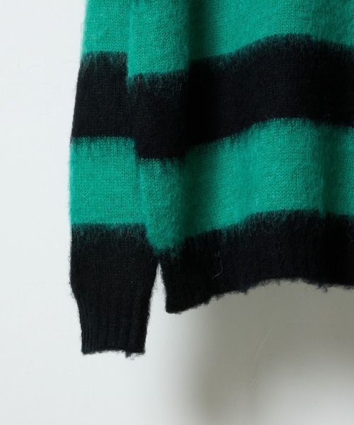 NUMBER (N)INE(ナンバーナイン)の「MOHAIR MIX KNIT WIDE STRIPED CREWNECK SWEATER / ウールモヘヤ ミックス ニット ワイドボーダー クルーネック セーター(ニット/セーター・メンズ・ネイビー系/ブラック×ホワイト/ブラック×パープル/ブラック×レッド/ブラック×グリーン・2/3/4)」の15枚目の写真