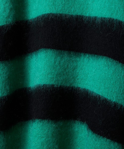 NUMBER (N)INE(ナンバーナイン)の「MOHAIR MIX KNIT WIDE STRIPED CREWNECK SWEATER / ウールモヘヤ ミックス ニット ワイドボーダー クルーネック セーター(ニット/セーター・メンズ・ネイビー系/ブラック×ホワイト/ブラック×パープル/ブラック×レッド/ブラック×グリーン・2/3/4)」の16枚目の写真