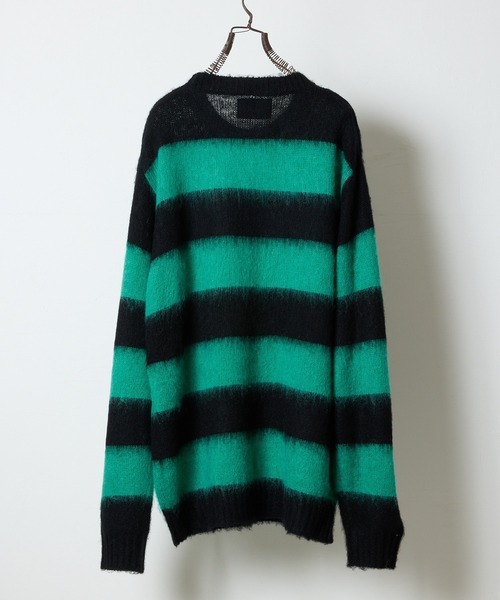 NUMBER (N)INE(ナンバーナイン)の「MOHAIR MIX KNIT WIDE STRIPED CREWNECK SWEATER / ウールモヘヤ ミックス ニット ワイドボーダー クルーネック セーター(ニット/セーター・メンズ・ネイビー系/ブラック×ホワイト/ブラック×パープル/ブラック×レッド/ブラック×グリーン・2/3/4)」の17枚目の写真