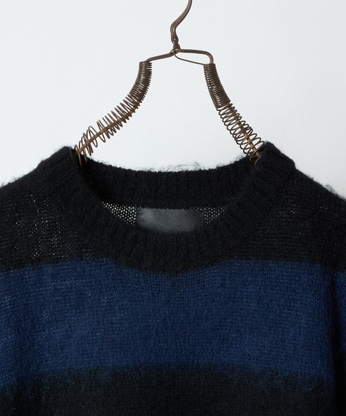 NUMBER (N)INE(ナンバーナイン)の「MOHAIR MIX KNIT WIDE STRIPED CREWNECK SWEATER / ウールモヘヤ ミックス ニット ワイドボーダー クルーネック セーター(ニット/セーター・メンズ・ネイビー系/ブラック×ホワイト/ブラック×パープル/ブラック×レッド/ブラック×グリーン・2/3/4)」の19枚目の写真