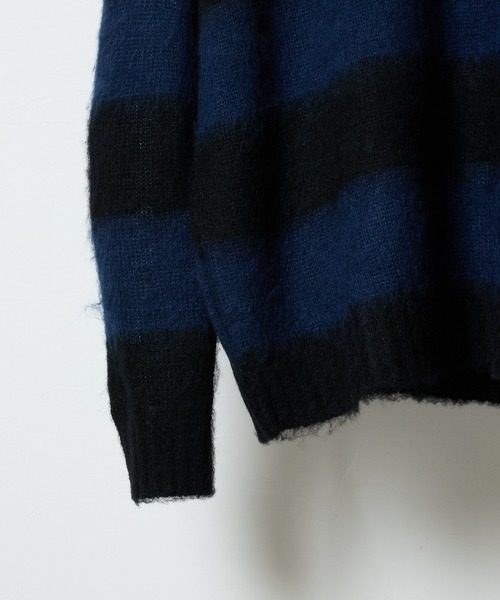 NUMBER (N)INE(ナンバーナイン)の「MOHAIR MIX KNIT WIDE STRIPED CREWNECK SWEATER / ウールモヘヤ ミックス ニット ワイドボーダー クルーネック セーター(ニット/セーター・メンズ・ネイビー系/ブラック×ホワイト/ブラック×パープル/ブラック×レッド/ブラック×グリーン・2/3/4)」の20枚目の写真