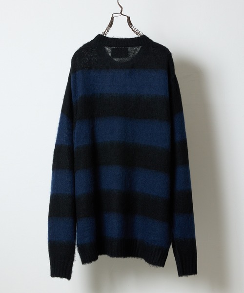 NUMBER (N)INE(ナンバーナイン)の「MOHAIR MIX KNIT WIDE STRIPED CREWNECK SWEATER / ウールモヘヤ ミックス ニット ワイドボーダー クルーネック セーター(ニット/セーター・メンズ・ネイビー系/ブラック×ホワイト/ブラック×パープル/ブラック×レッド/ブラック×グリーン・2/3/4)」の22枚目の写真
