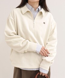 fredy emue | FR刺しゅう衿付きハーフZIPスウェットプルオーバー(スウェット)