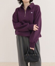 FR刺しゅう衿付きハーフZIPスウェットプルオーバー