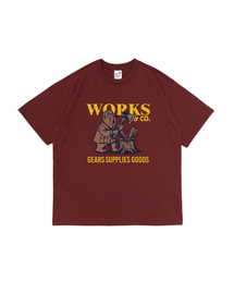 ベアーズアンドウッドカッター 半袖Tシャツ (ワイン)
