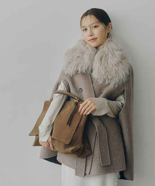 L'AUBEBLANC×NOBLE】 Dual Face Cape Coat（ノーカラーコート）｜NOBLE