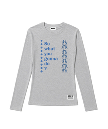 セミクロップド so what 長袖Tシャツ [グレーメランジ]