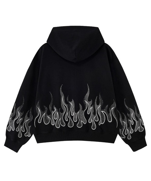 SUPPLIER(サプライヤー)の「SUPPLIER / サプライヤー FirePattern Rhinestone Zip Hoodie(パーカー・メンズ・レッド/ブラック・LARGE/MEDIUM)」の3枚目の写真