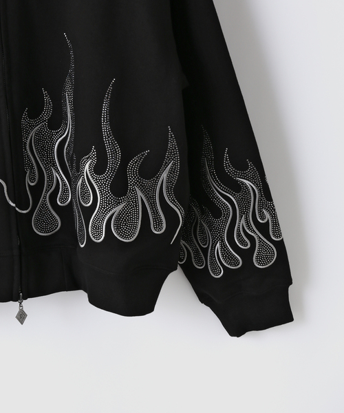 SUPPLIER(サプライヤー)の「SUPPLIER / サプライヤー FirePattern Rhinestone Zip Hoodie(パーカー・メンズ・レッド/ブラック・LARGE/MEDIUM)」の8枚目の写真