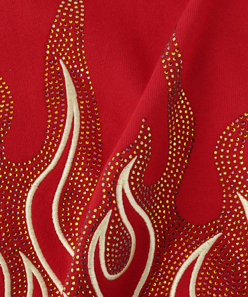 SUPPLIER(サプライヤー)の「SUPPLIER / サプライヤー FirePattern Rhinestone Zip Hoodie(パーカー・メンズ・レッド/ブラック・LARGE/MEDIUM)」の15枚目の写真
