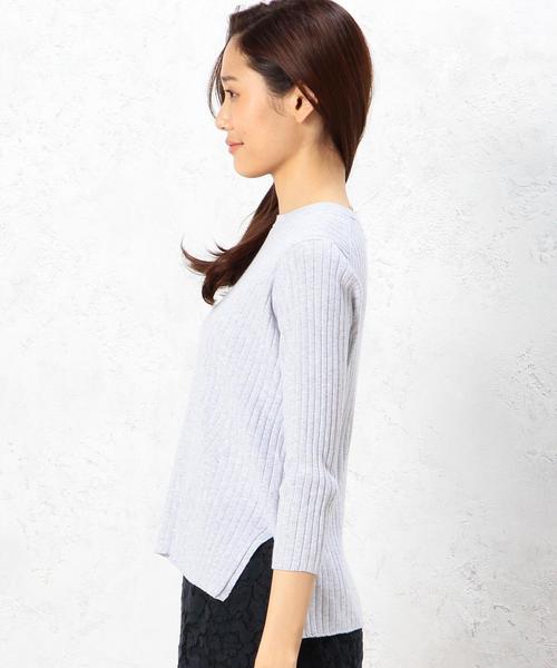 green label relaxing(グリーンレーベルリラクシング)の「CR HandWash ICE RIB C/N 7S PO ニット◆(ニット/セーター・レディース・オフホワイト/ライトグレー/オレンジ/ネイビー・FREE)」の12枚目の写真