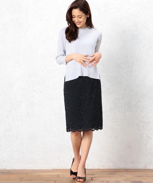 green label relaxing(グリーンレーベルリラクシング)の「CR HandWash ICE RIB C/N 7S PO ニット◆(ニット/セーター・レディース・オフホワイト/ライトグレー/オレンジ/ネイビー・FREE)」の13枚目の写真