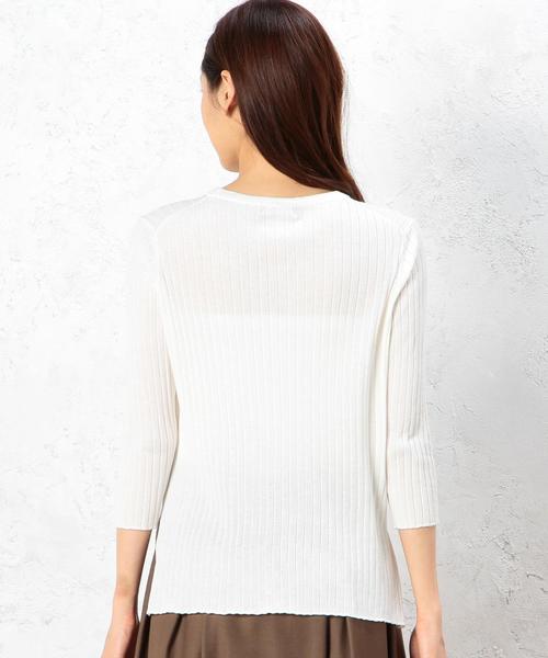 green label relaxing(グリーンレーベルリラクシング)の「CR HandWash ICE RIB C/N 7S PO ニット◆(ニット/セーター・レディース・オフホワイト/ライトグレー/オレンジ/ネイビー・FREE)」の17枚目の写真