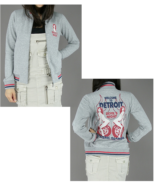 ヒステリックグラマー　古着　レディース　ジャンパー　グレー　シミあり HYSTERIC GLAMOUR（ヒステリックグラマー）の「DEVILS NIGHTｼﾞｬﾝﾊﾟｰ