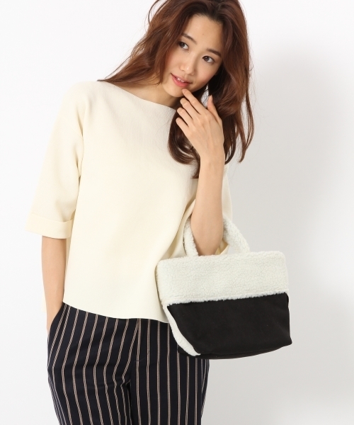 BLISS POINT(ブリスポイント)の「ボアミニトート/732148(トートバッグ・レディース・ブラウン/ブラック/その他1/グリーン・ONE SIZE)」の1枚目の写真