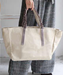 REAL CUBE | グログランリボンフリルハンドルトートバッグ【Lサイズ】　ショルダーストラップ付(トートバッグ)