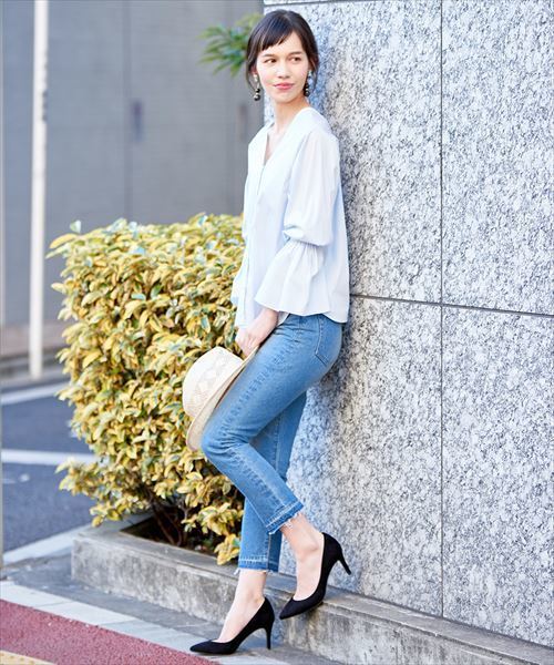 ADAM ET ROPE'（アダムエロペ）の「ボロネーゼパンプス（パンプス・レディース・ブルー/グレー/キャメル/ブラック/ピンク・24.5cm/23.5cm/22.5cm/23.0cm/24.0cm/25.0cm/22cm）」の7枚目の写真