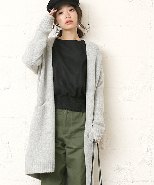 coca（coca）（コカ）の「淡いカラーの上品ニットカーディガン（カーディガン/ボレロ・レディース・グレー/ピンク/ベージュ・ONE SIZE）」の2枚目の写真
