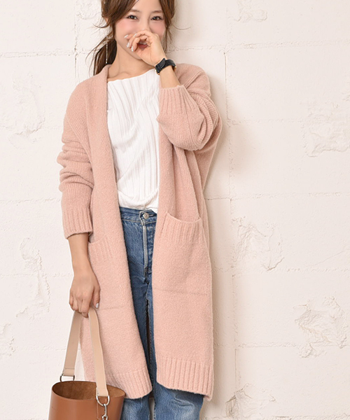 coca（coca）（コカ）の「淡いカラーの上品ニットカーディガン（カーディガン/ボレロ・レディース・グレー/ピンク/ベージュ・ONE SIZE）」の15枚目の写真