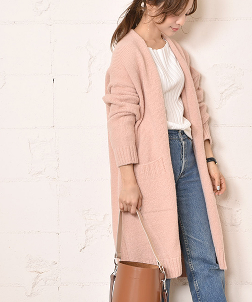 coca（coca）（コカ）の「淡いカラーの上品ニットカーディガン（カーディガン/ボレロ・レディース・グレー/ピンク/ベージュ・ONE SIZE）」の16枚目の写真