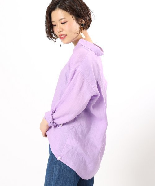 ivory court（アイボリーコート）の「フレンチリネンセイヒンゾメ 2WAY シャツ◆（シャツ/ブラウス・レディース・オレンジ/ネイビー/サックスブルー/ホワイト/カーキ/パープル・SMALL/MEDIUM）」の5枚目の写真