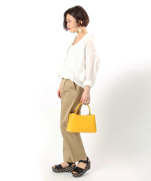 ivory court（アイボリーコート）の「フレンチリネンセイヒンゾメ 2WAY シャツ◆（シャツ/ブラウス・レディース・オレンジ/ネイビー/サックスブルー/ホワイト/カーキ/パープル・SMALL/MEDIUM）」の7枚目の写真