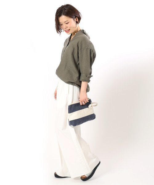 ivory court（アイボリーコート）の「フレンチリネンセイヒンゾメ 2WAY シャツ◆（シャツ/ブラウス・レディース・オレンジ/ネイビー/サックスブルー/ホワイト/カーキ/パープル・SMALL/MEDIUM）」の8枚目の写真