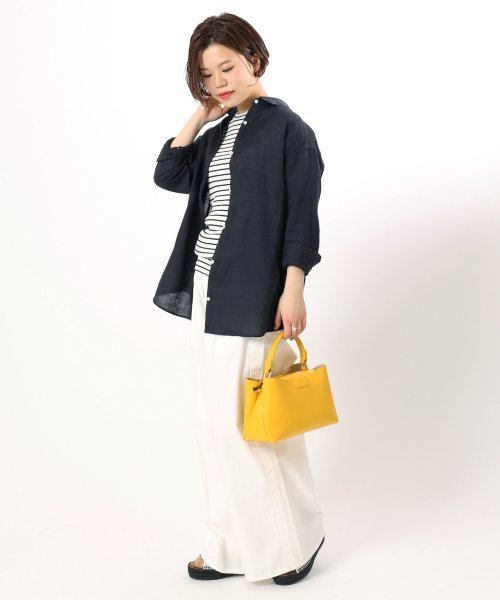 ivory court（アイボリーコート）の「フレンチリネンセイヒンゾメ 2WAY シャツ◆（シャツ/ブラウス・レディース・オレンジ/ネイビー/サックスブルー/ホワイト/カーキ/パープル・SMALL/MEDIUM）」の9枚目の写真