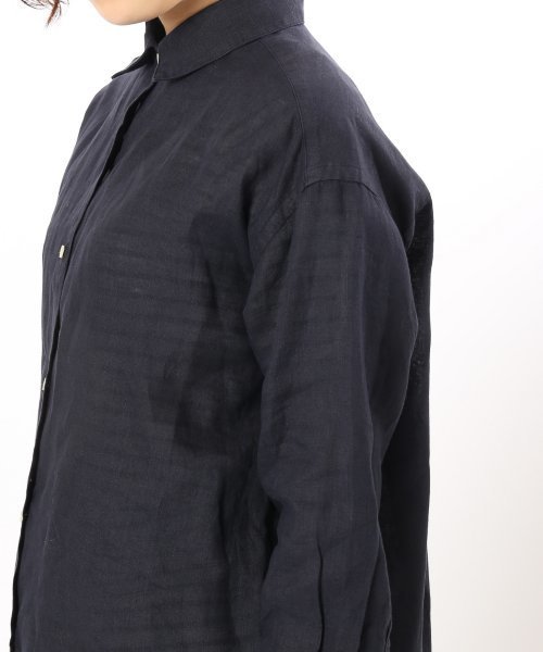 ivory court（アイボリーコート）の「フレンチリネンセイヒンゾメ 2WAY シャツ◆（シャツ/ブラウス・レディース・オレンジ/ネイビー/サックスブルー/ホワイト/カーキ/パープル・SMALL/MEDIUM）」の19枚目の写真