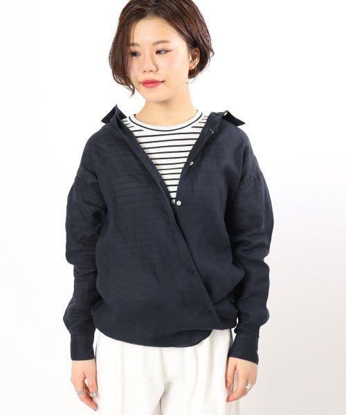 ivory court（アイボリーコート）の「フレンチリネンセイヒンゾメ 2WAY シャツ◆（シャツ/ブラウス・レディース・オレンジ/ネイビー/サックスブルー/ホワイト/カーキ/パープル・SMALL/MEDIUM）」の22枚目の写真