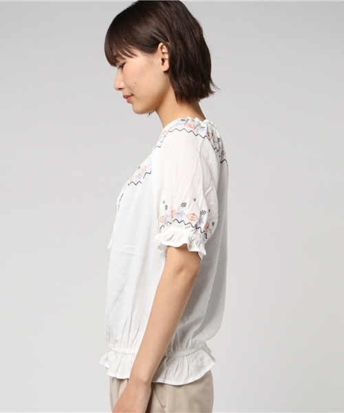 Heather（ヘザー）の「ボヘシシュウブラウス半袖　757609（シャツ/ブラウス・レディース・ブラック系その他/ホワイト系その他/レッド系その他・FREE）」の5枚目の写真