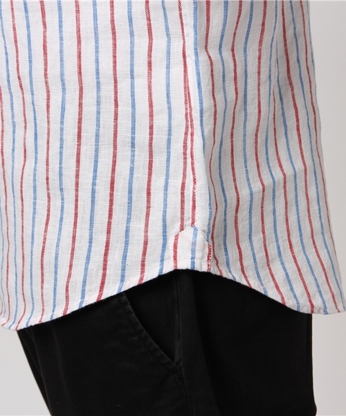 ivory court（アイボリーコート）の「700リネンストライプカッタウェイ7分袖◆（シャツ/ブラウス・メンズ・サックスブルー/イエロー/ホワイト・LARGE/MEDIUM/SMALL）」の13枚目の写真