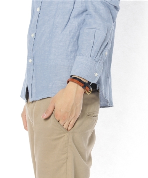 BEAMS（ビームス）の「BEAMS / 2連ブライドルブレス（ブレスレット・メンズ・ブラック/ライトブラウン/ダークグリーン・ONE SIZE）」の8枚目の写真