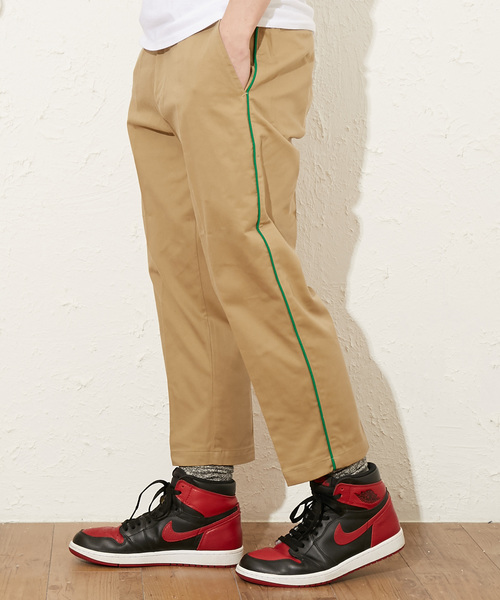 VOTE MAKE NEW CLOTHES（ボートメイクニュークローズ）の「VOTE MAKE NEW CLOTHES ヴォートメイクニュークローズ / ANKLE PT W/LINE アンクルパンツホワイトラインパンツ（チノパンツ・メンズ・グリーン/ベージュ/ネイビー・MEDIUM/SMALL/LARGE）」の2枚目の写真