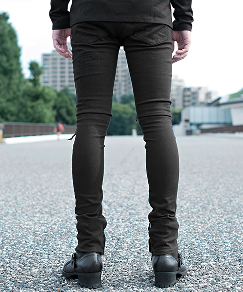 FUGA（フーガ）の「リメイク加工裾ZIPストレッチスキニーカラーパンツ