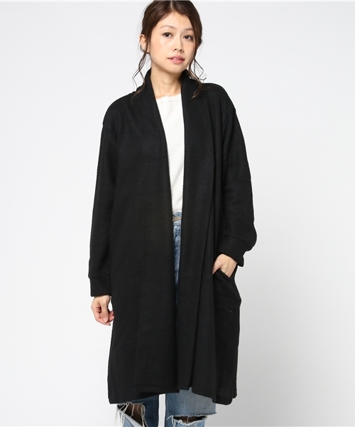 Honeys(ハニーズ)の「ショールカーディガン(カーディガン/ボレロ・レディース・ブラック/ネイビー/ピンク/杢グレー/チャコール・L/M)」の2枚目の写真