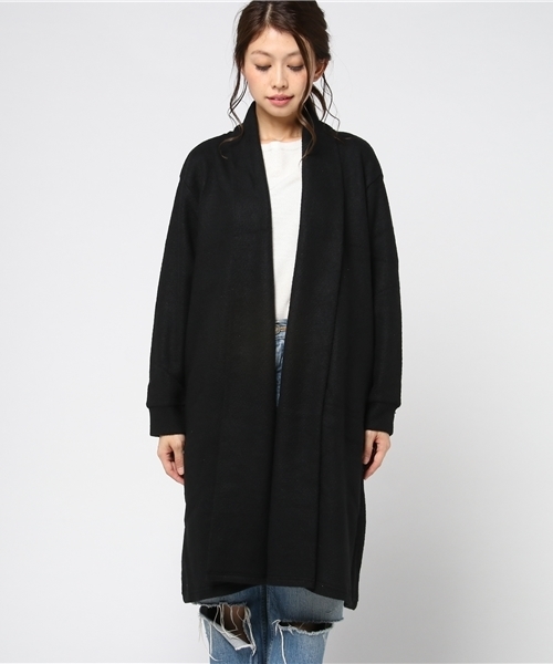 Honeys(ハニーズ)の「ショールカーディガン(カーディガン/ボレロ・レディース・ブラック/ネイビー/ピンク/杢グレー/チャコール・L/M)」の6枚目の写真