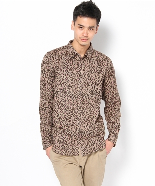 WEGO(ウィゴー)の「レオパードダブルガーゼLSシャツ(シャツ/ブラウス・メンズ・オフホワイト/ベージュ/マスタード・MEDIUM/LARGE)」の2枚目の写真