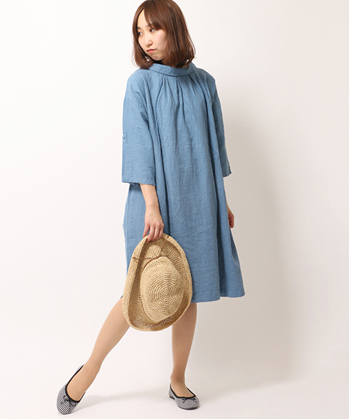 LBC(エルビーシー)の「3WAY袖ロールアップワンピース(ワンピース・レディース・ネイビー/スカイブルー/ホワイト・MEDIUM/L/LARGE/M)」の2枚目の写真