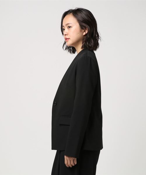 laboratory work（ラボラトリーワーク）の「ノーカラージャケット（テーラードジャケット・レディース・ブラック/グレー・MEDIUM）」の4枚目の写真